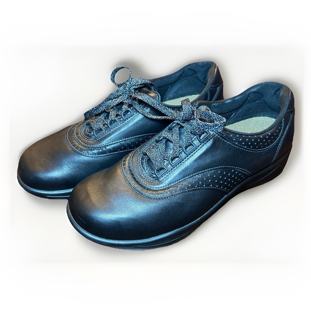 SAS Walk Easy‎ Women's Shoes Black Leather Comfort Lace Up Sneaker Size 9.5
